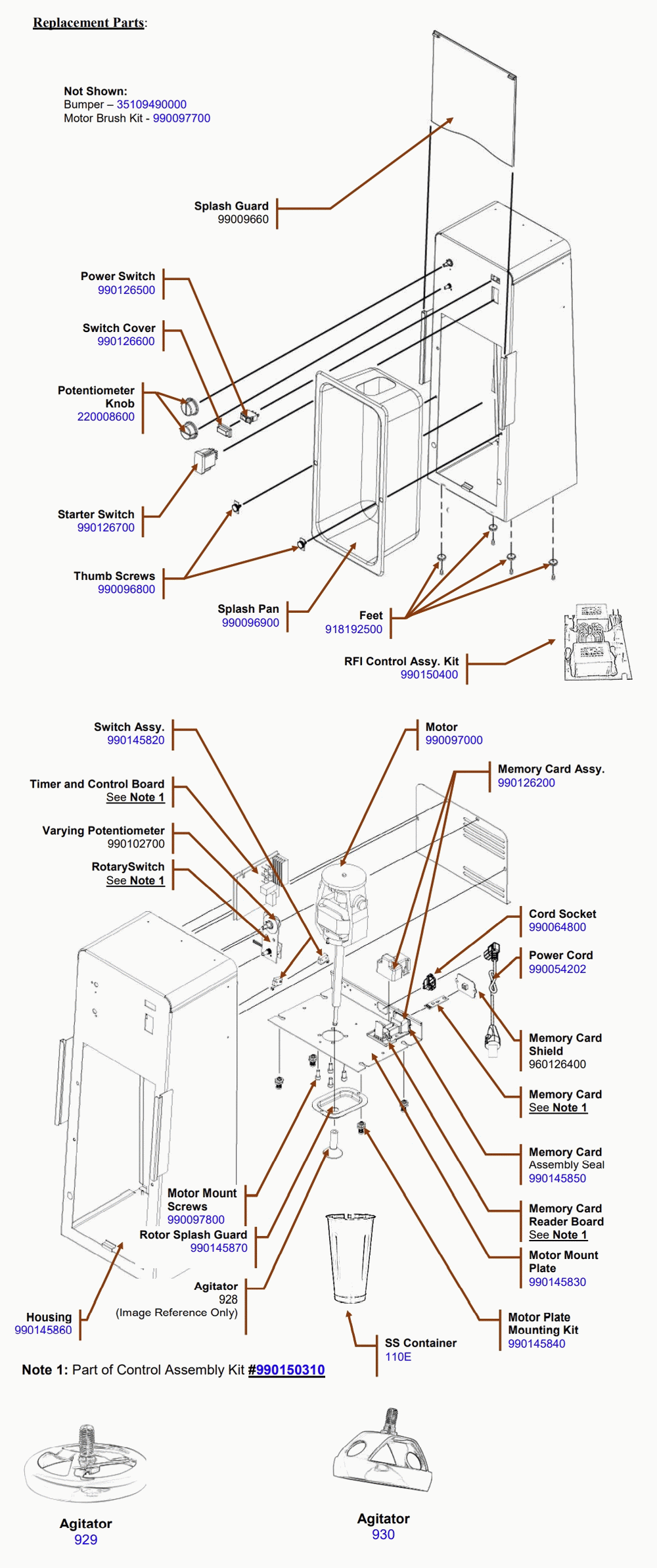 Diagram Diagram and Parts List for HMD900-UK-A  Hamilton Beach Drink Mixer
